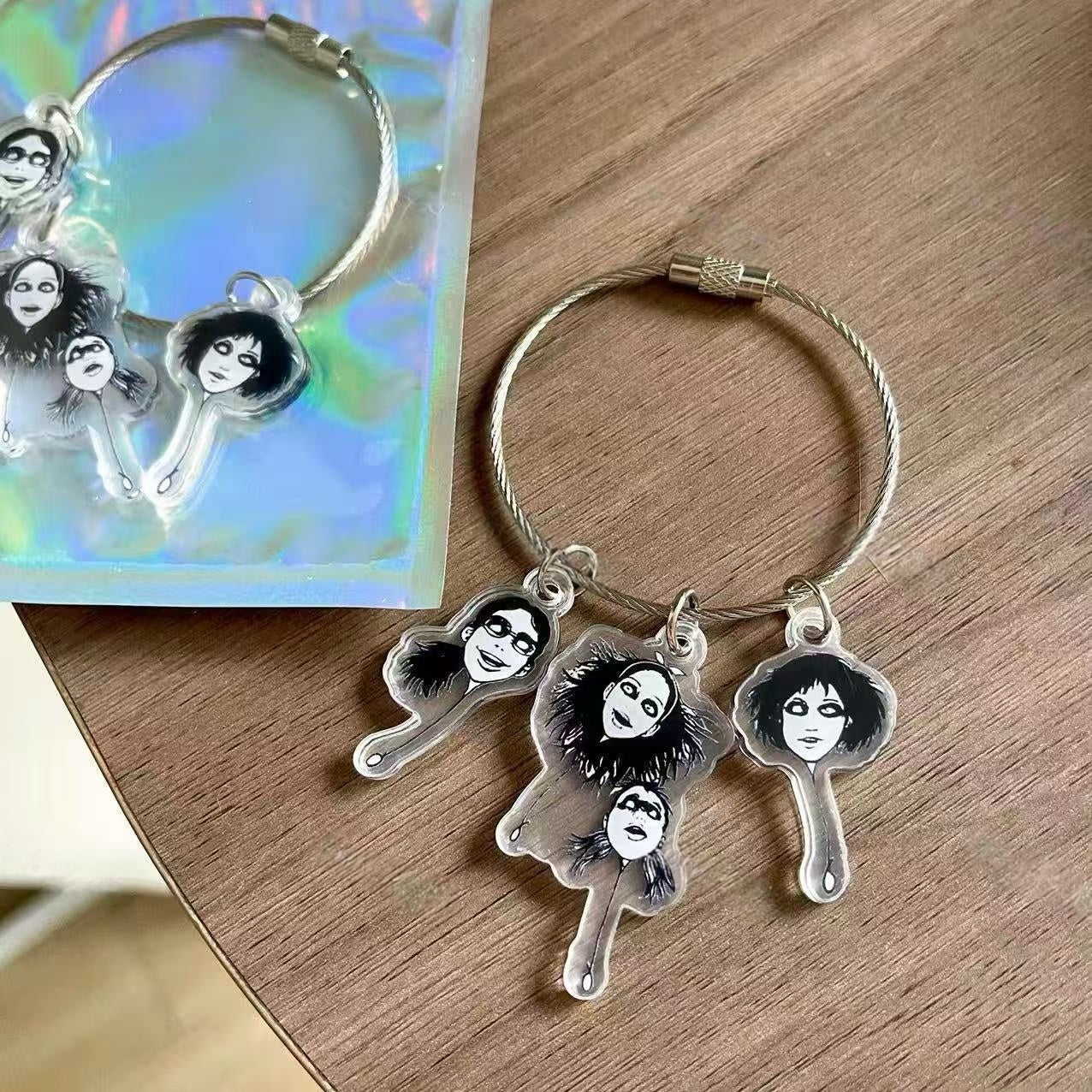 Junji-Inspired Floating Head Charm Keychain