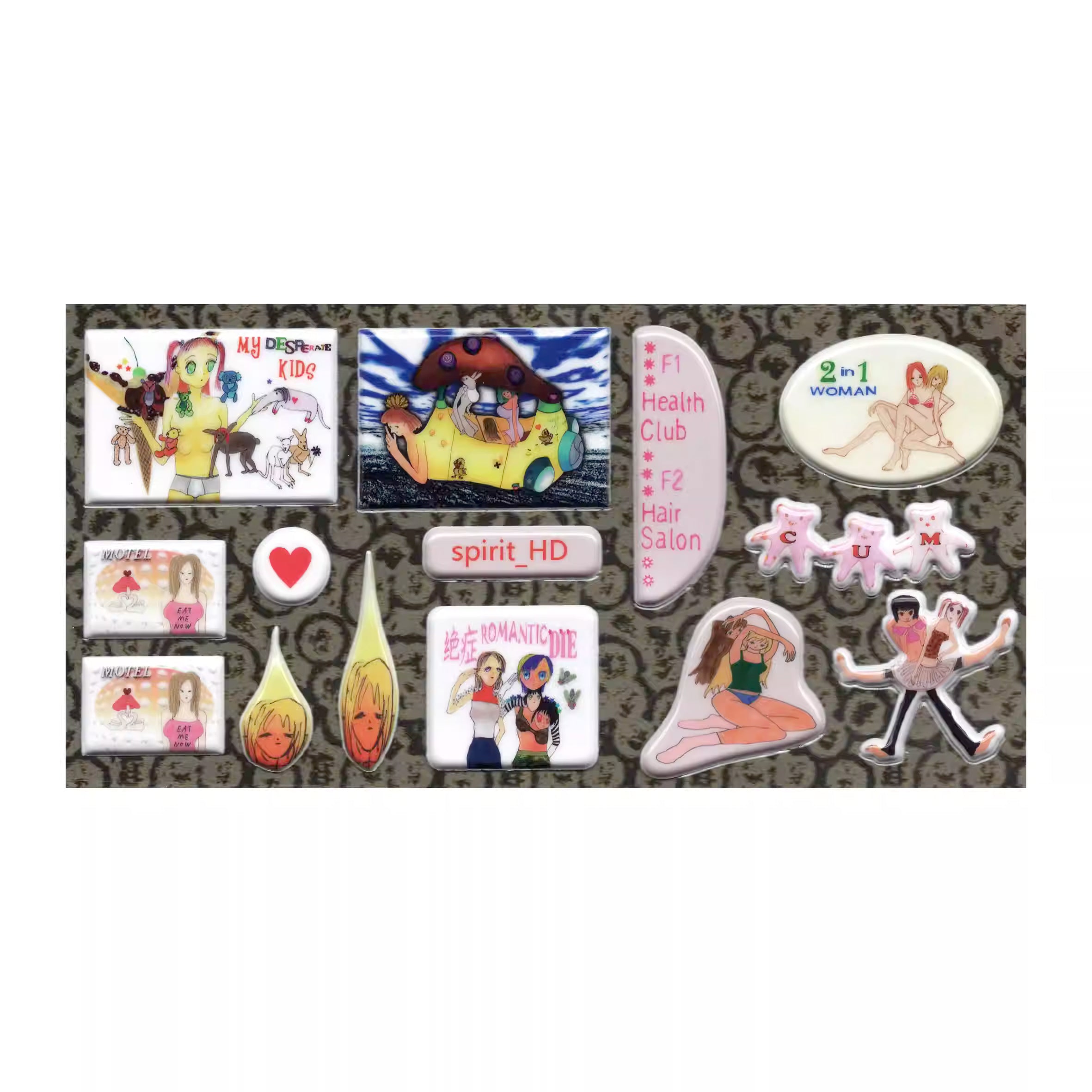 niptong Indie Pink Girl Art Sticker Set