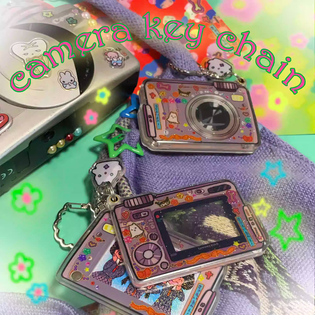 Sunonebird Glitter Camera Keychain