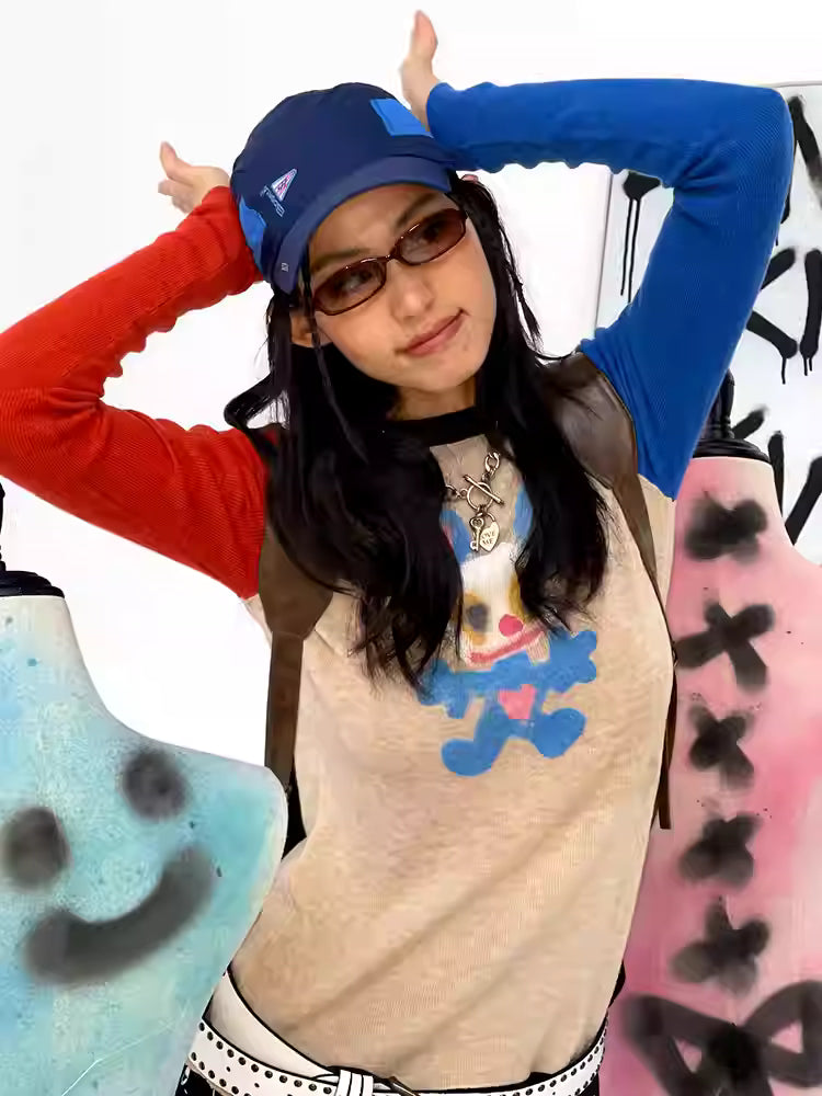 iscreamcolour MOF Colorblock Mouse Knit Top