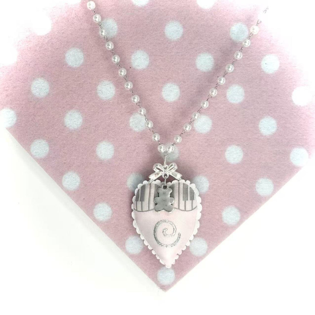 Pearl Teddy Heart Necklace