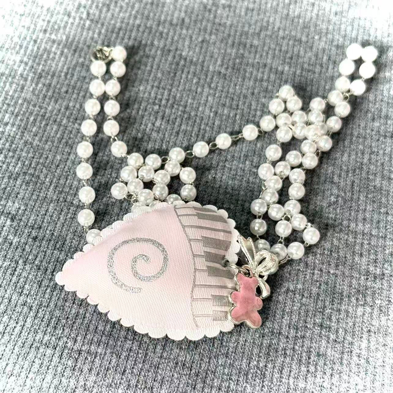 Pearl Teddy Heart Necklace