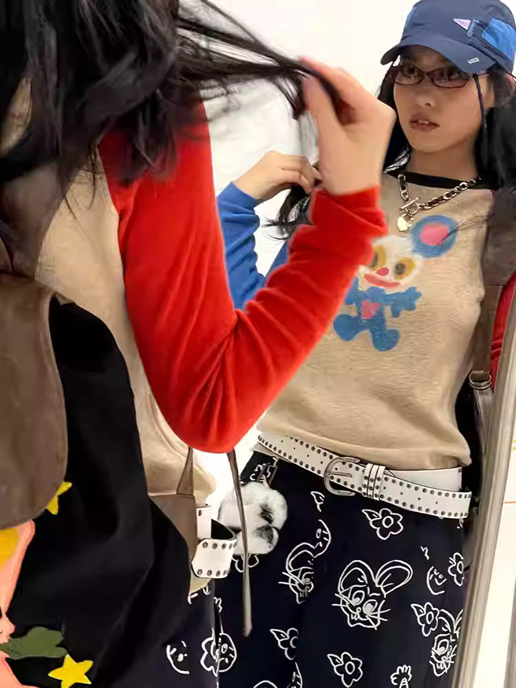 iscreamcolour MOF Colorblock Mouse Knit Top