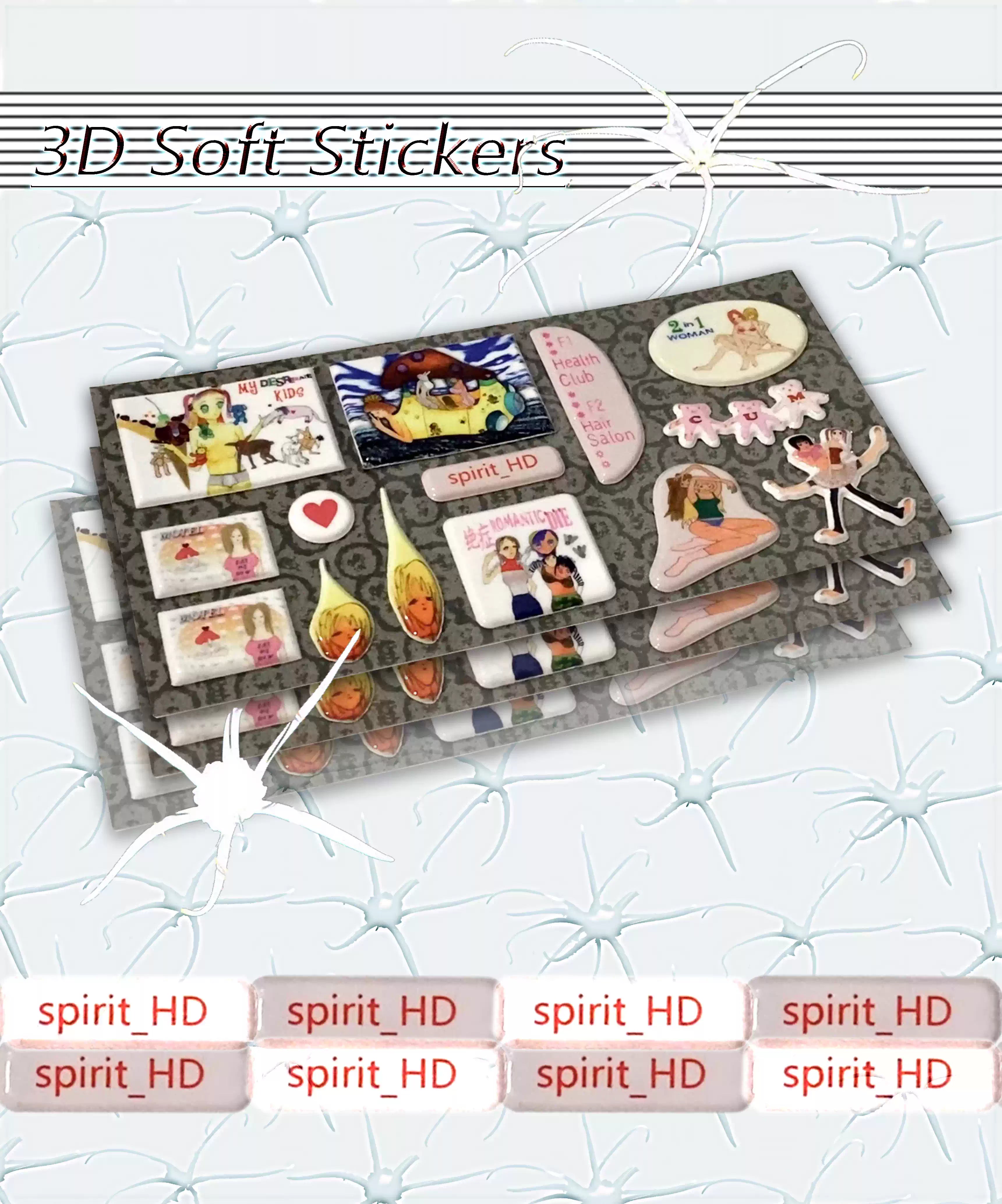 niptong Indie Pink Girl Art Sticker Set