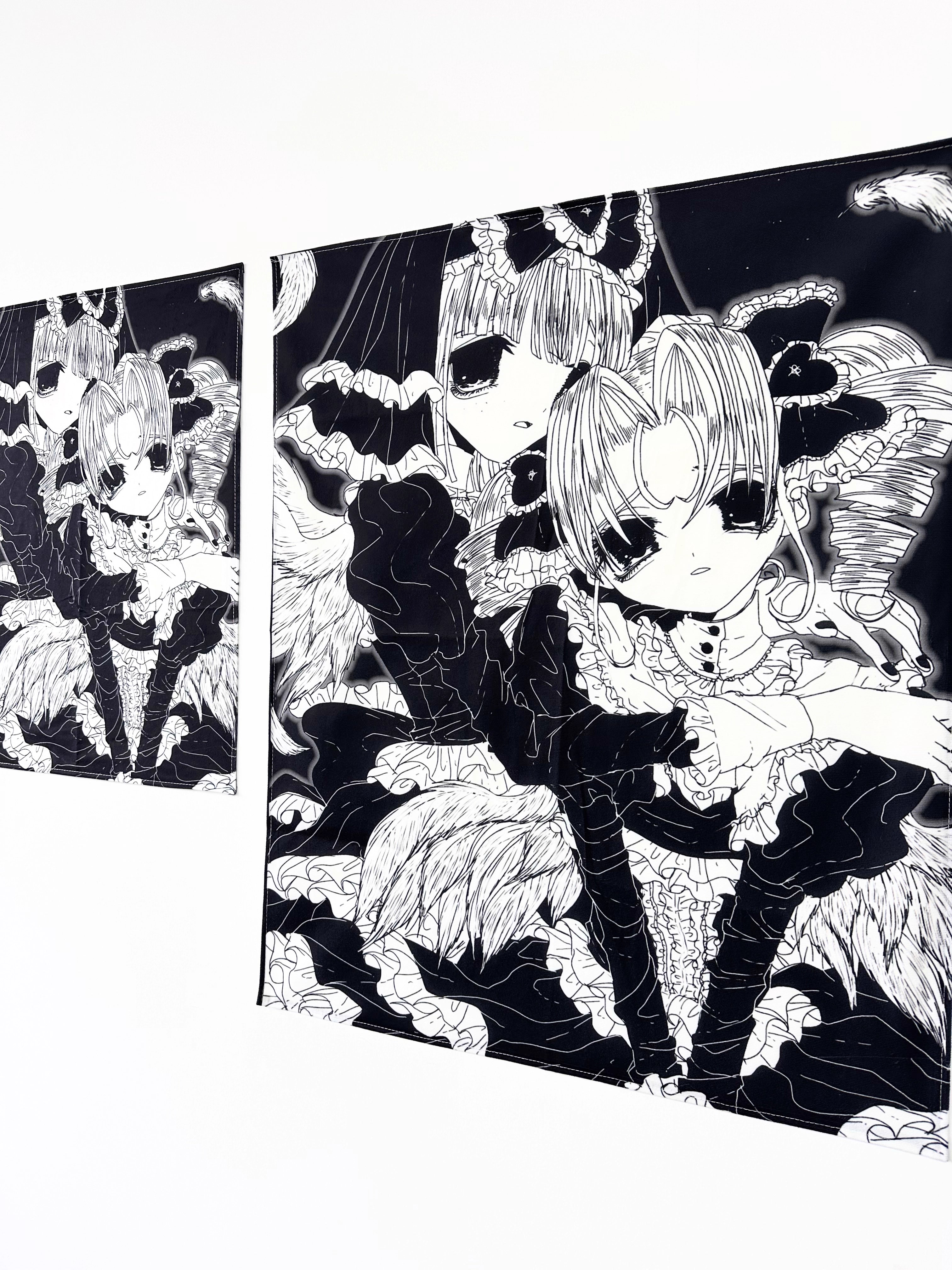 Pipoo Gothic Seraphim Twins Wall Tapestry