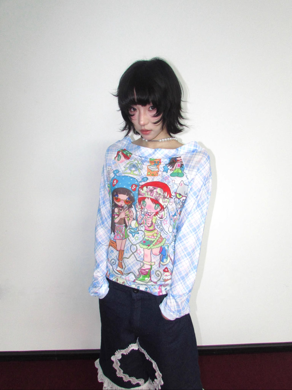 Sunonebird Retro Angel Girls Mesh Top