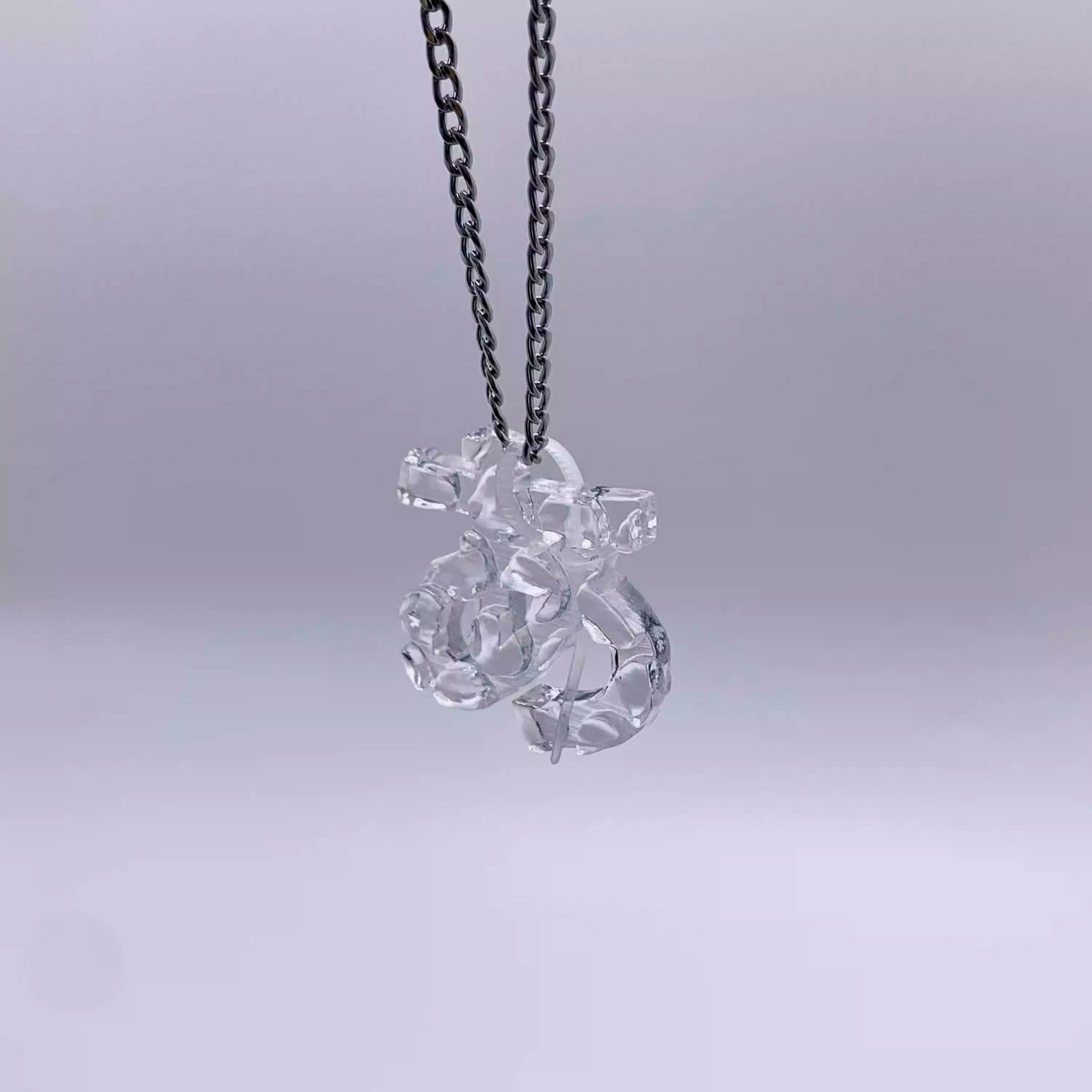 para heal Acrylic "あ" Pendant Necklace
