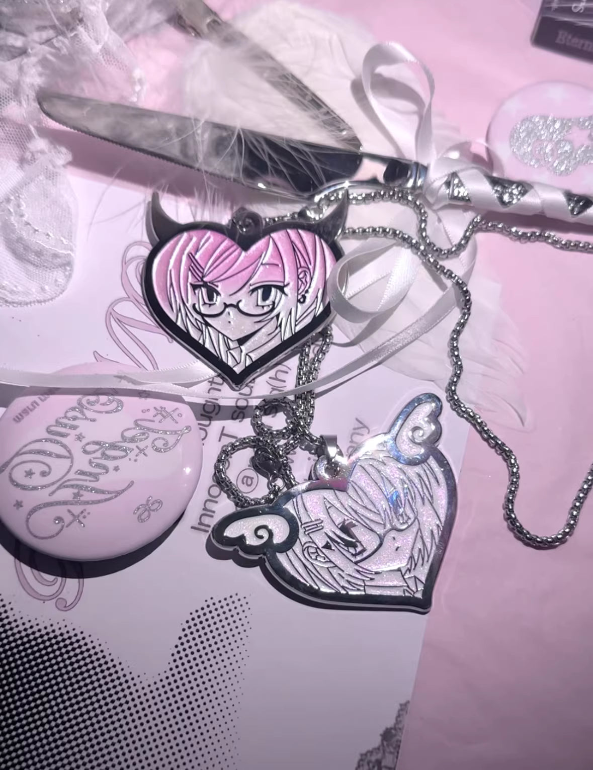 Marumaru  Angel & Devil Heart Necklace