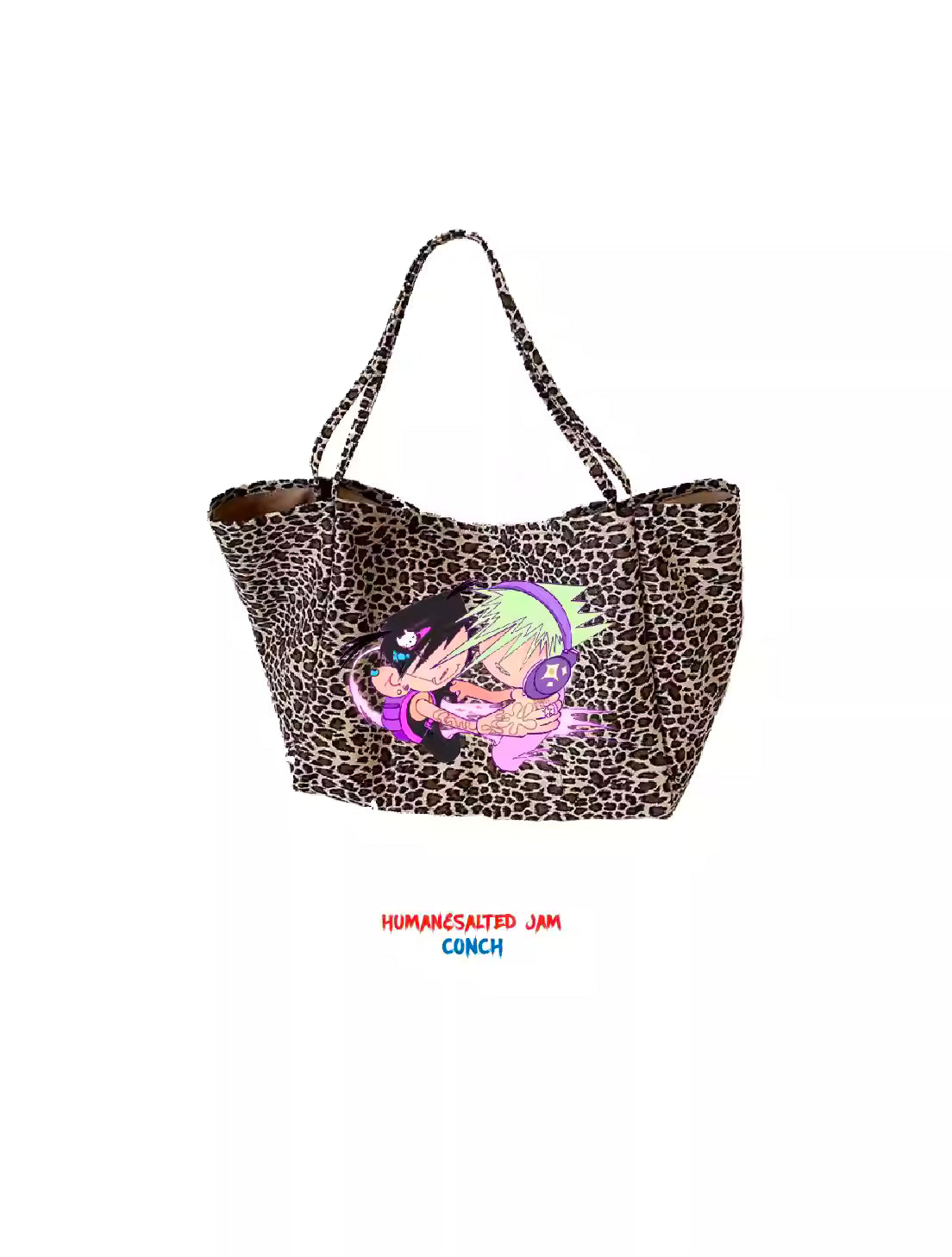 Human & Salted Jam Leopard Print Canvas Tote (w/ Couch)
