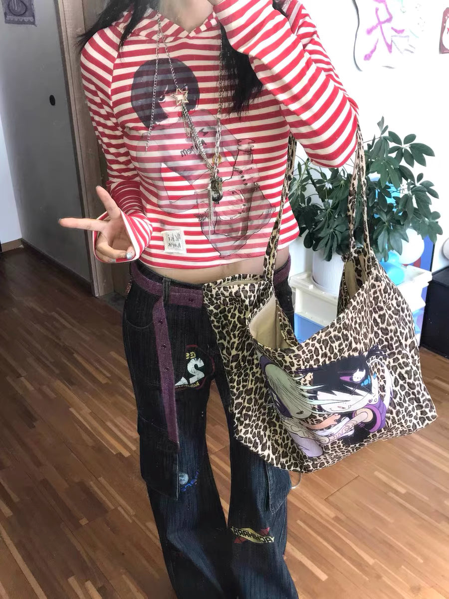 Human & Salted Jam Leopard Print Canvas Tote (w/ Couch)