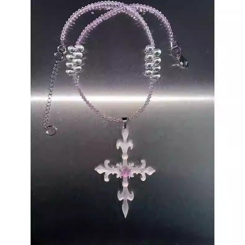 thenewyouthpark Fleur-de-Lis Cross Necklace