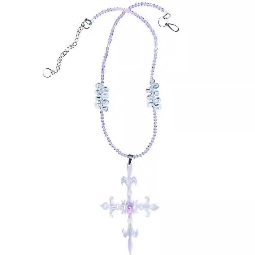 thenewyouthpark Fleur-de-Lis Cross Necklace