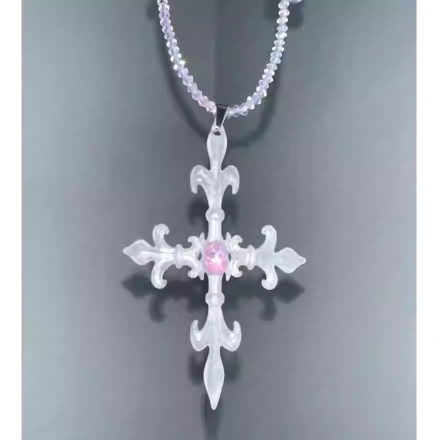 thenewyouthpark Fleur-de-Lis Cross Necklace