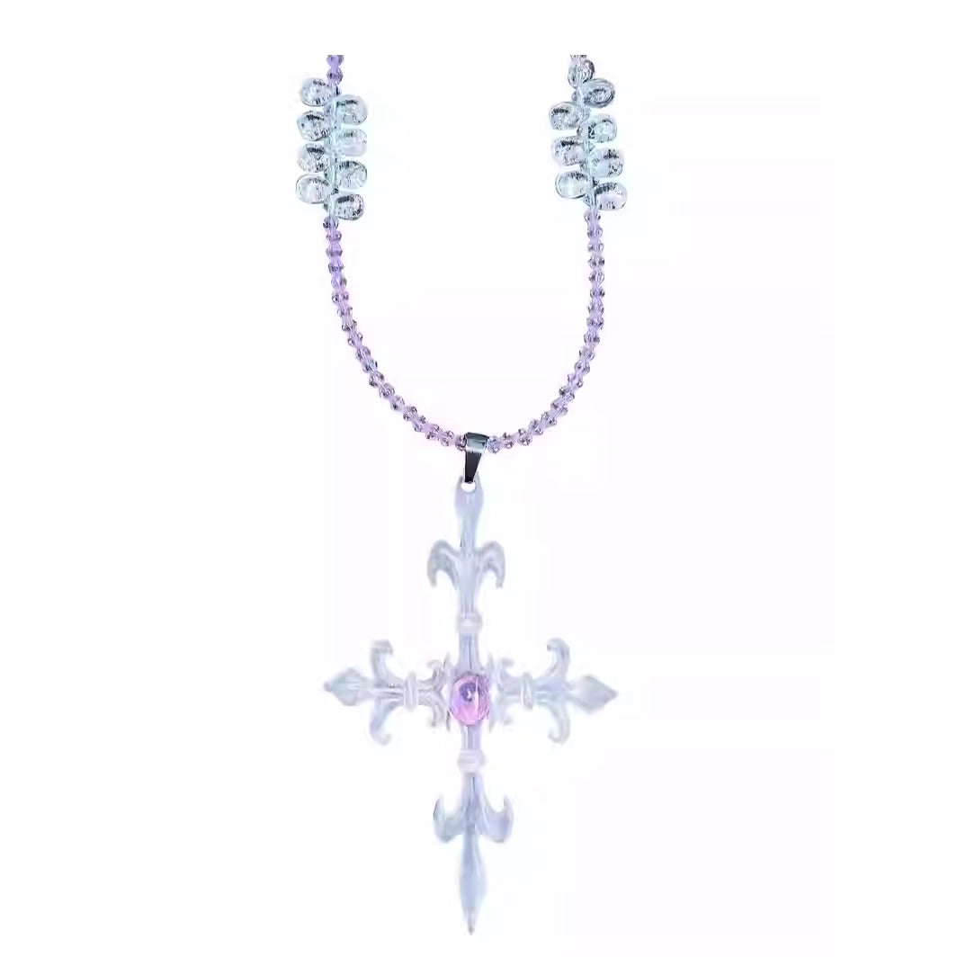 thenewyouthpark Fleur-de-Lis Cross Necklace
