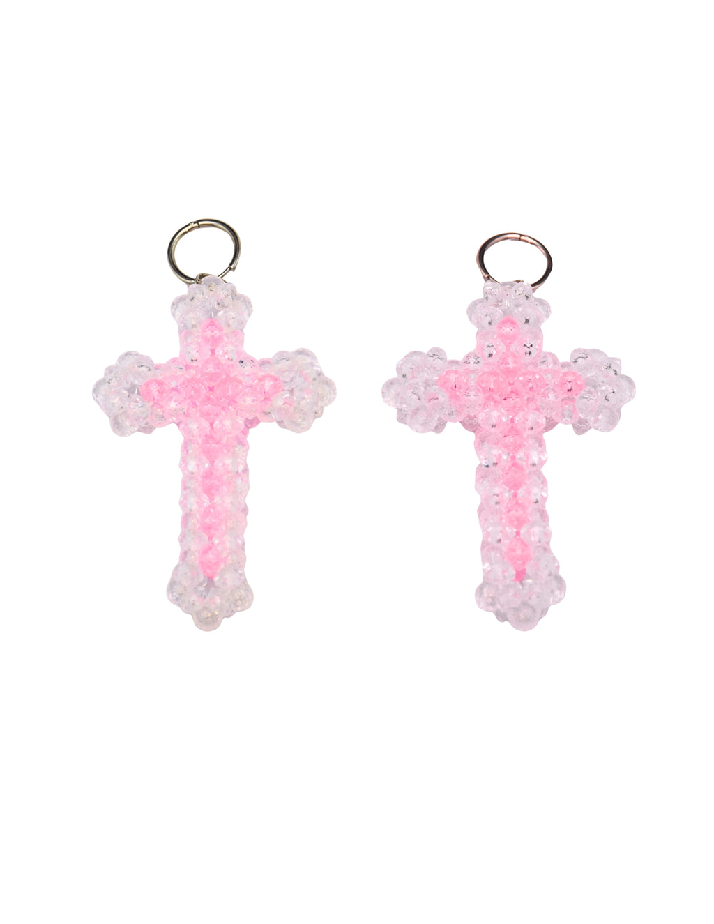 Pink Halo Cross earring