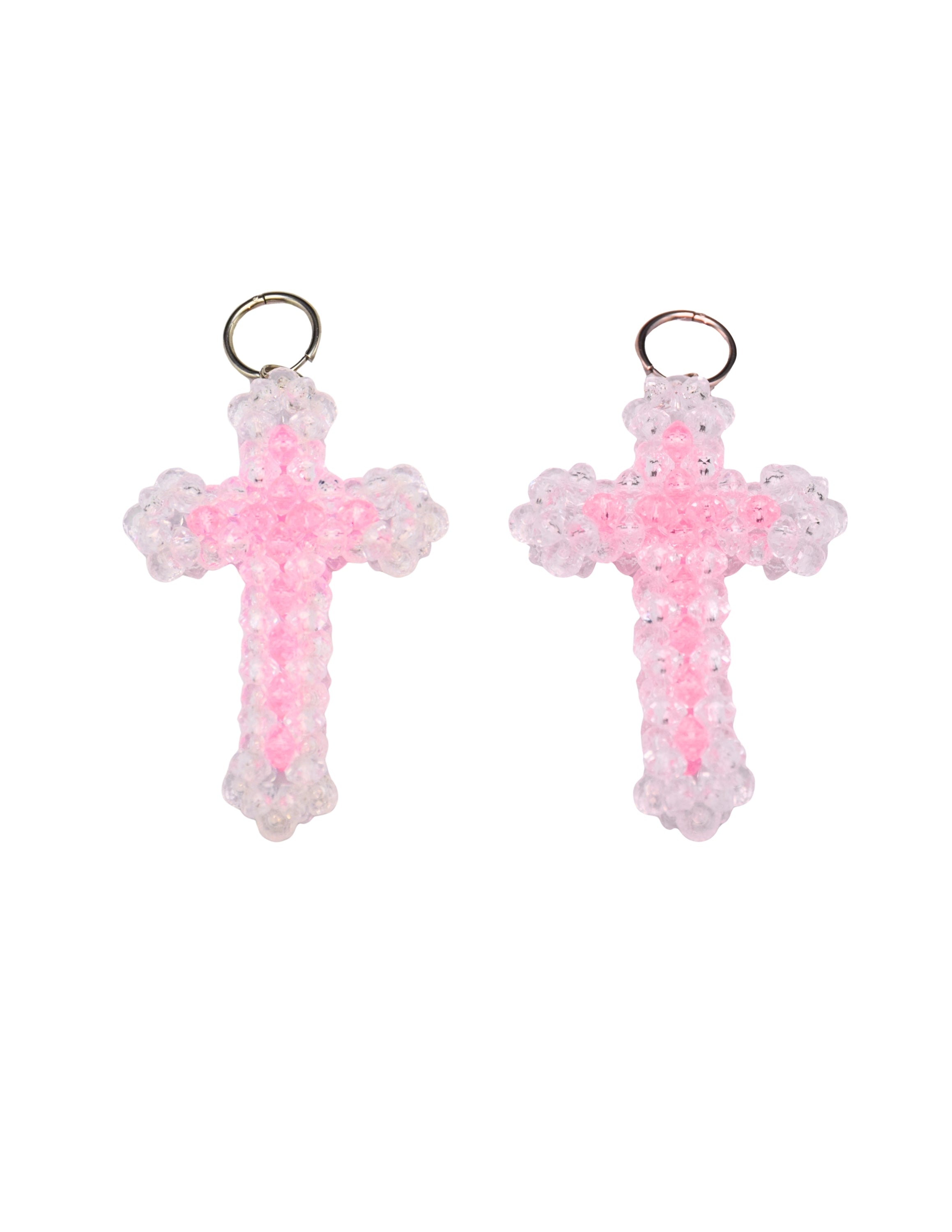 Pink Halo Cross earring