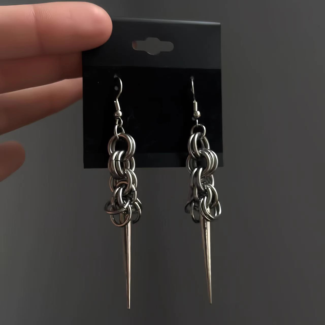 PINKBANKBABY Chain Spike Earrings
