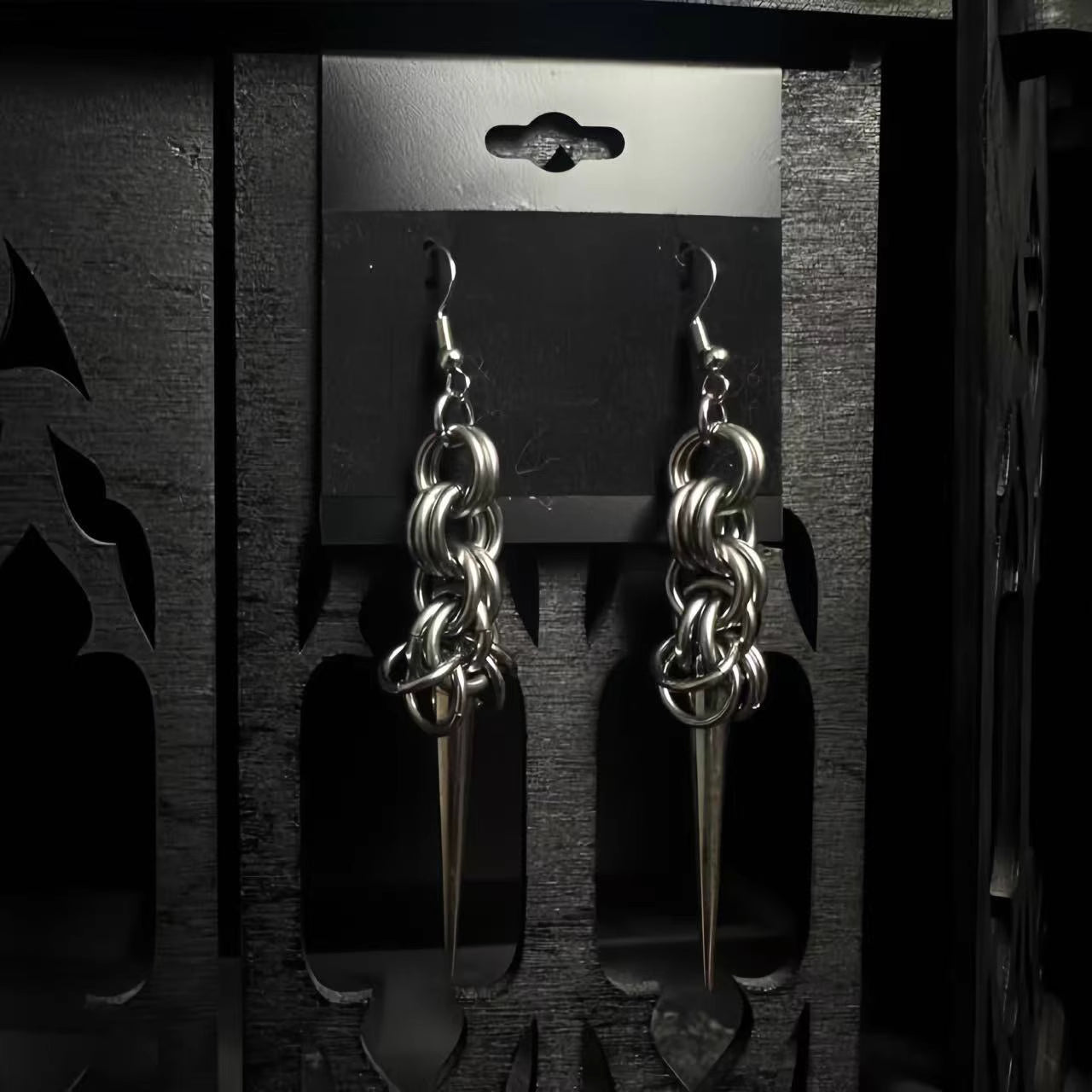 PINKBANKBABY Chain Spike Earrings