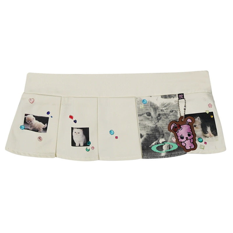 CryCry Cat Collage Pleated Micro Skirt