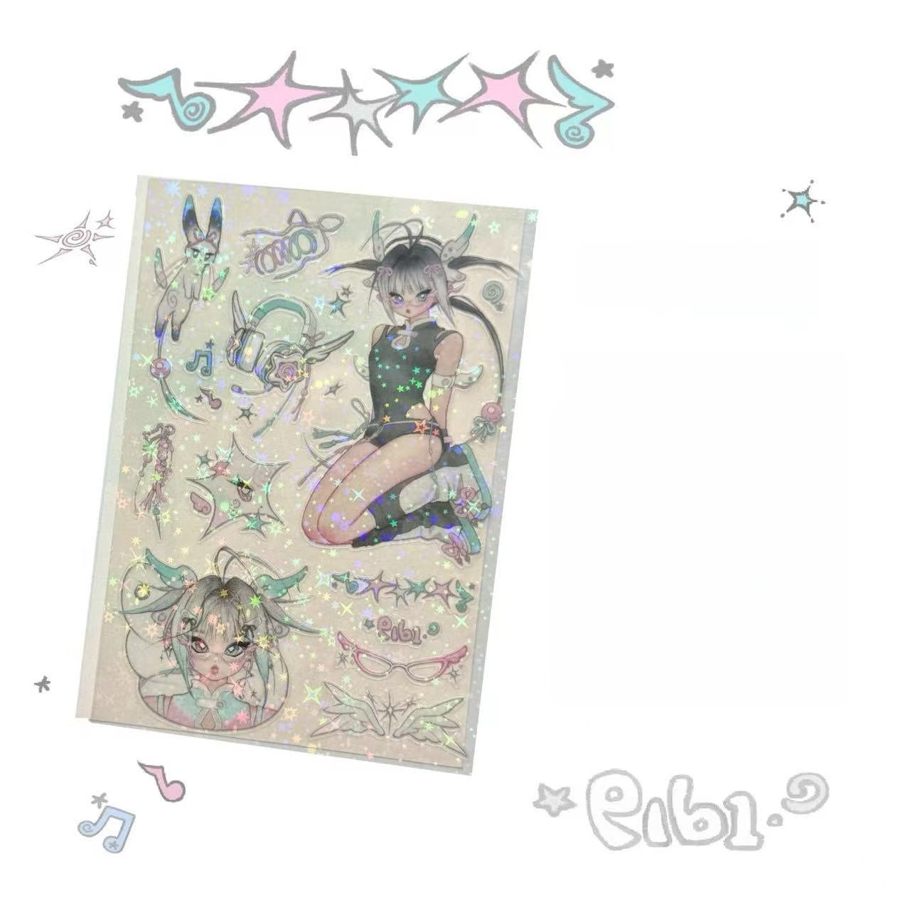 pickybone Angelstar Twins Winged Bunny Sticker