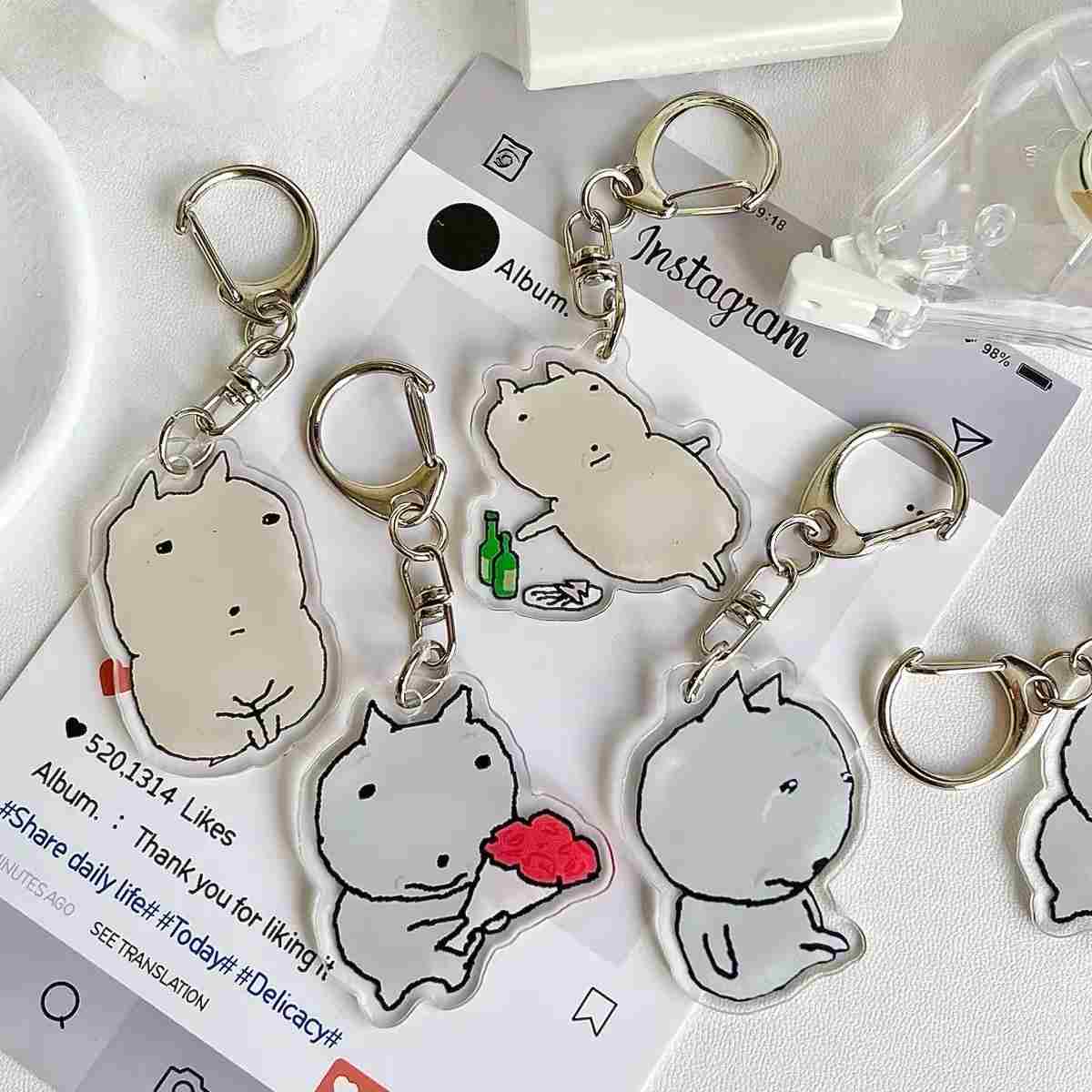 Mochi Cat Charm Keychain