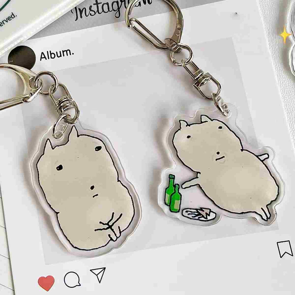 Mochi Cat Charm Keychain