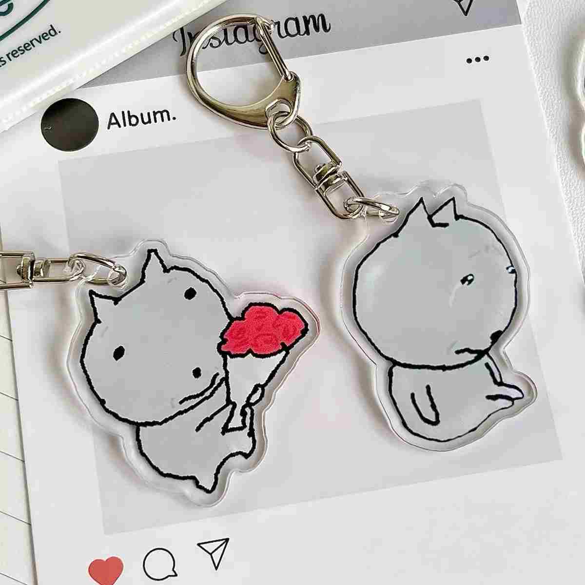 Mochi Cat Charm Keychain