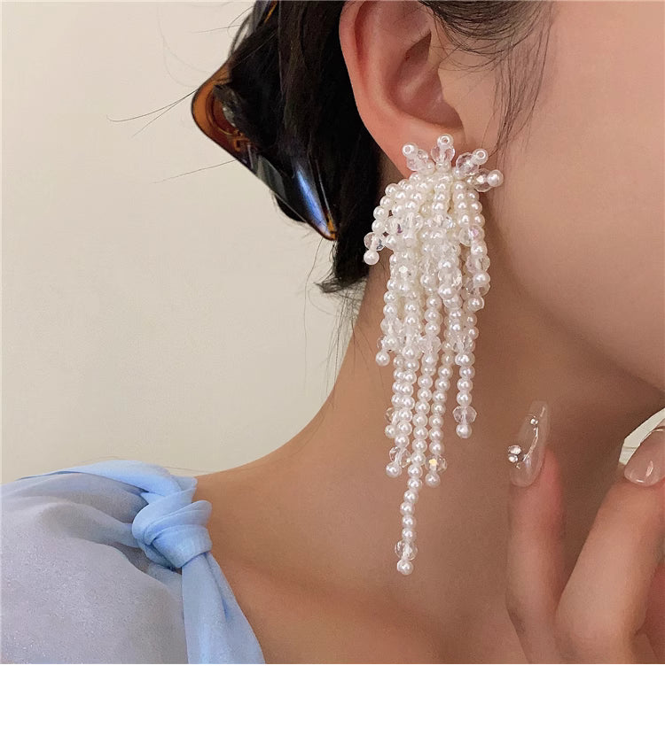 Pearl Tassel Drop Earrings