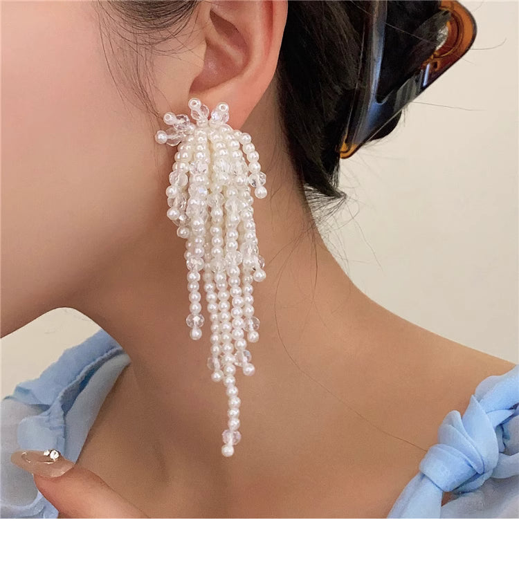 Pearl Tassel Drop Earrings