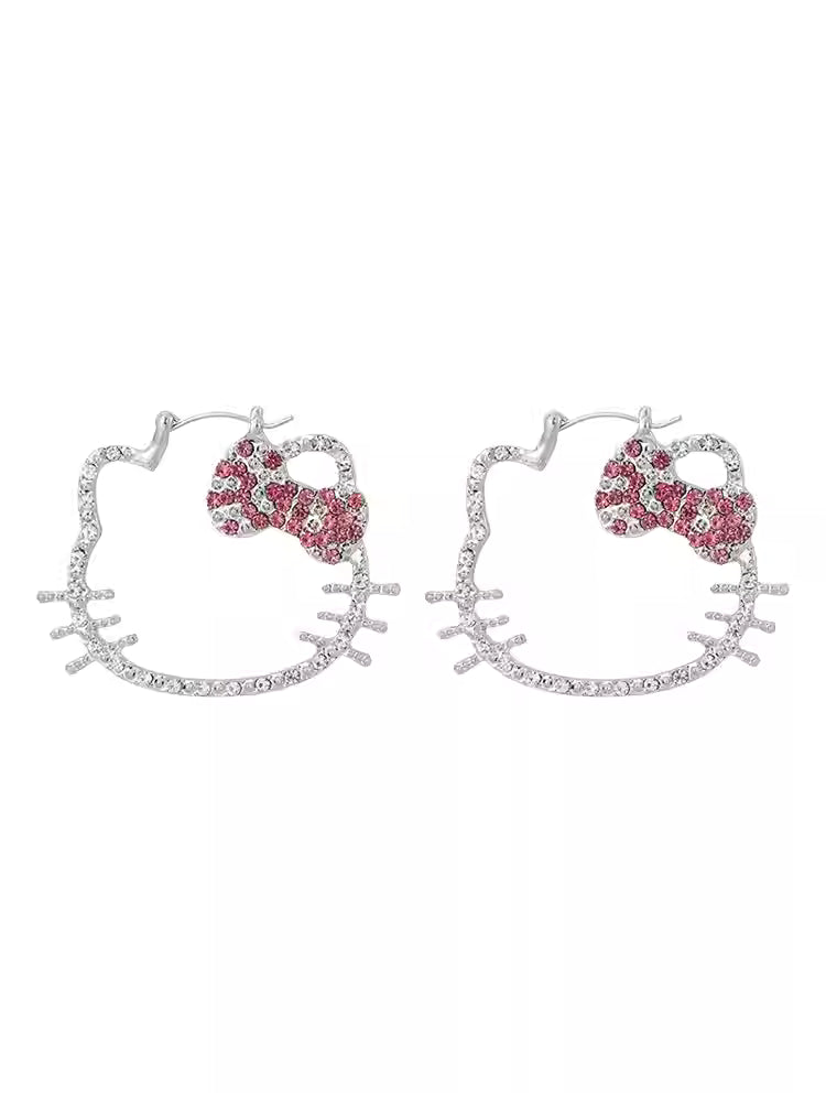 Diamond HelloKitty Hoops