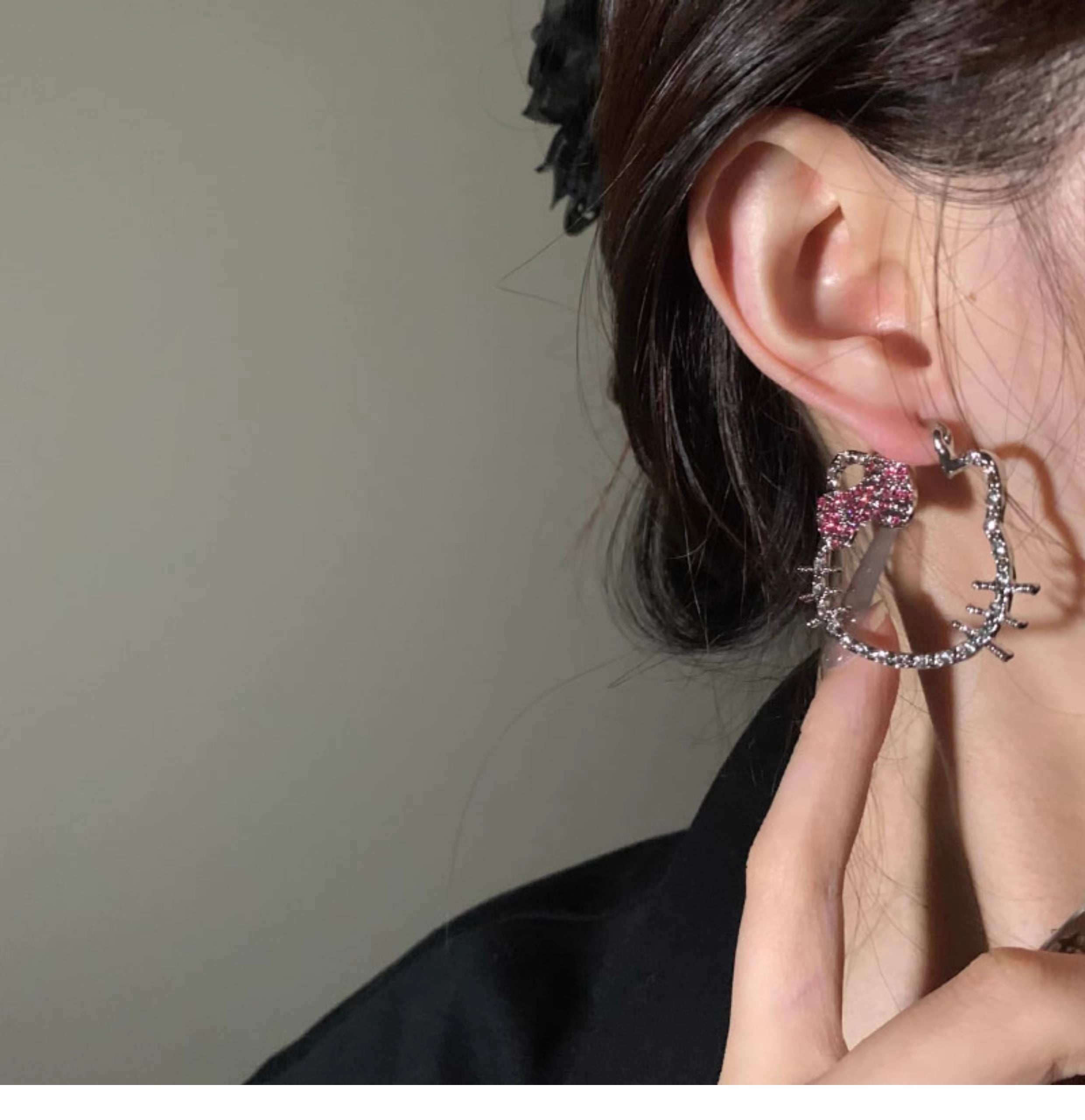 Diamond HelloKitty Hoops