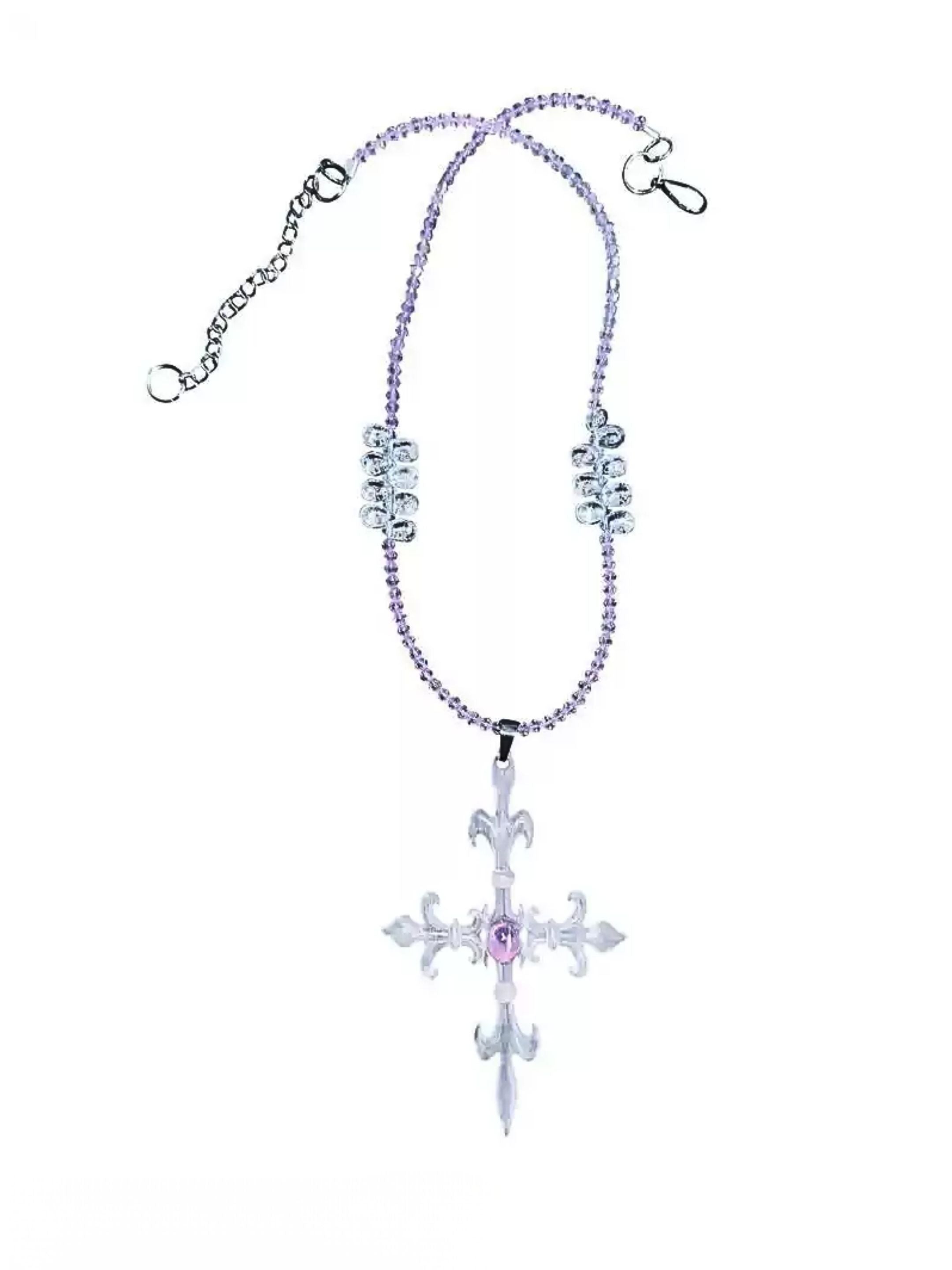 thenewyouthpark Fleur-de-Lis Cross Necklace