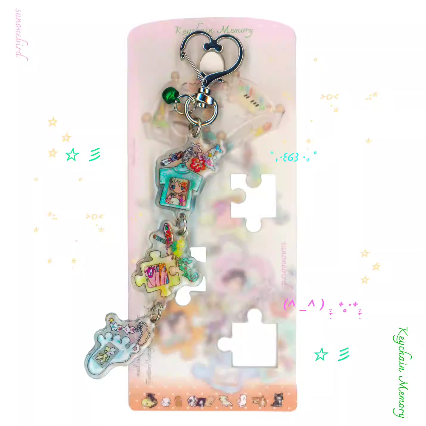 sunonebird Double-Sided Epoxy and Little Bell Acrylic Charm