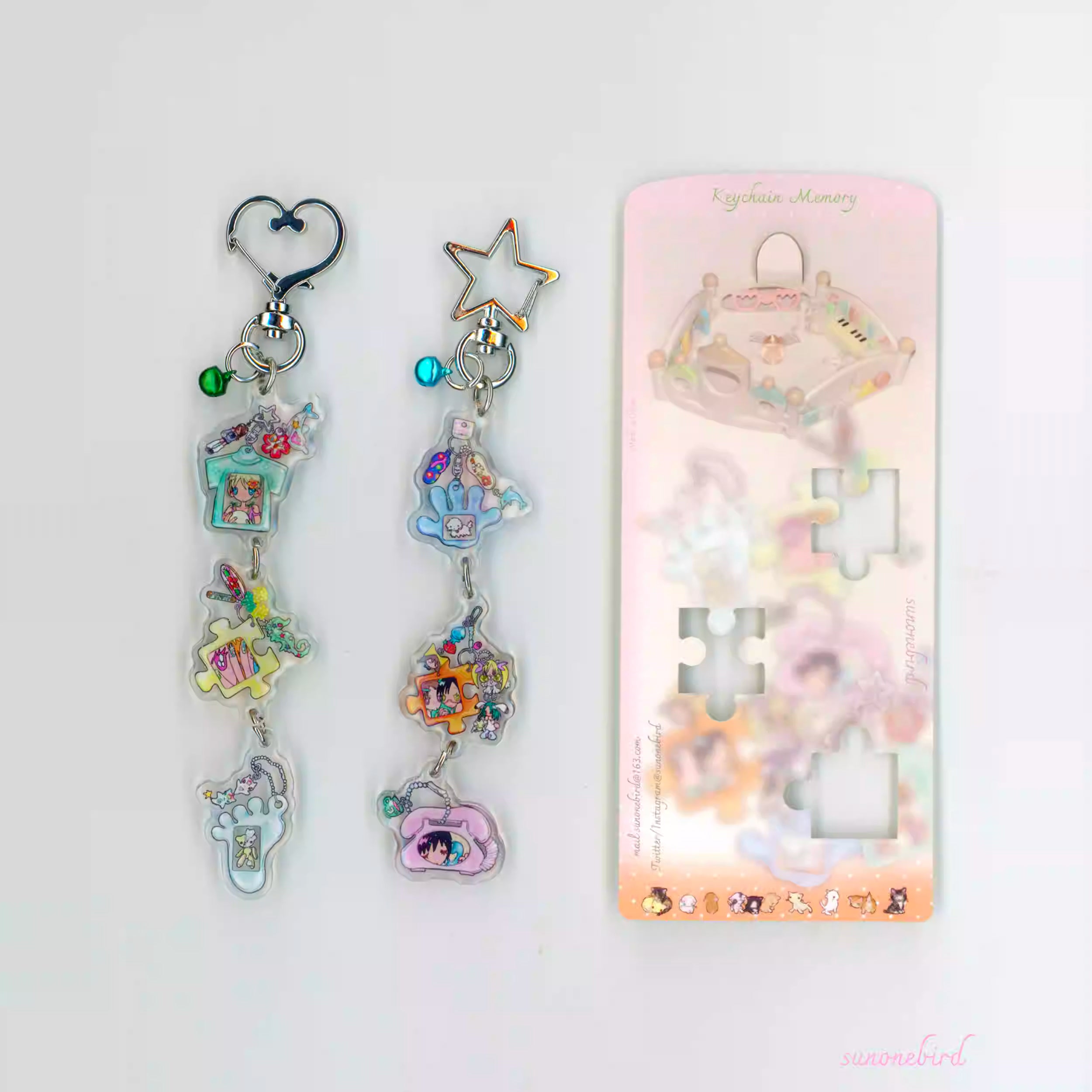 sunonebird Double-Sided Epoxy and Little Bell Acrylic Charm