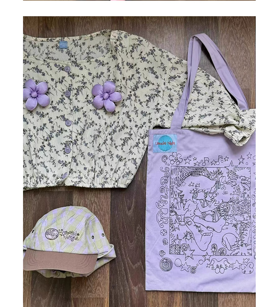 Oliwa Lavender Doodle Art Tote Bag