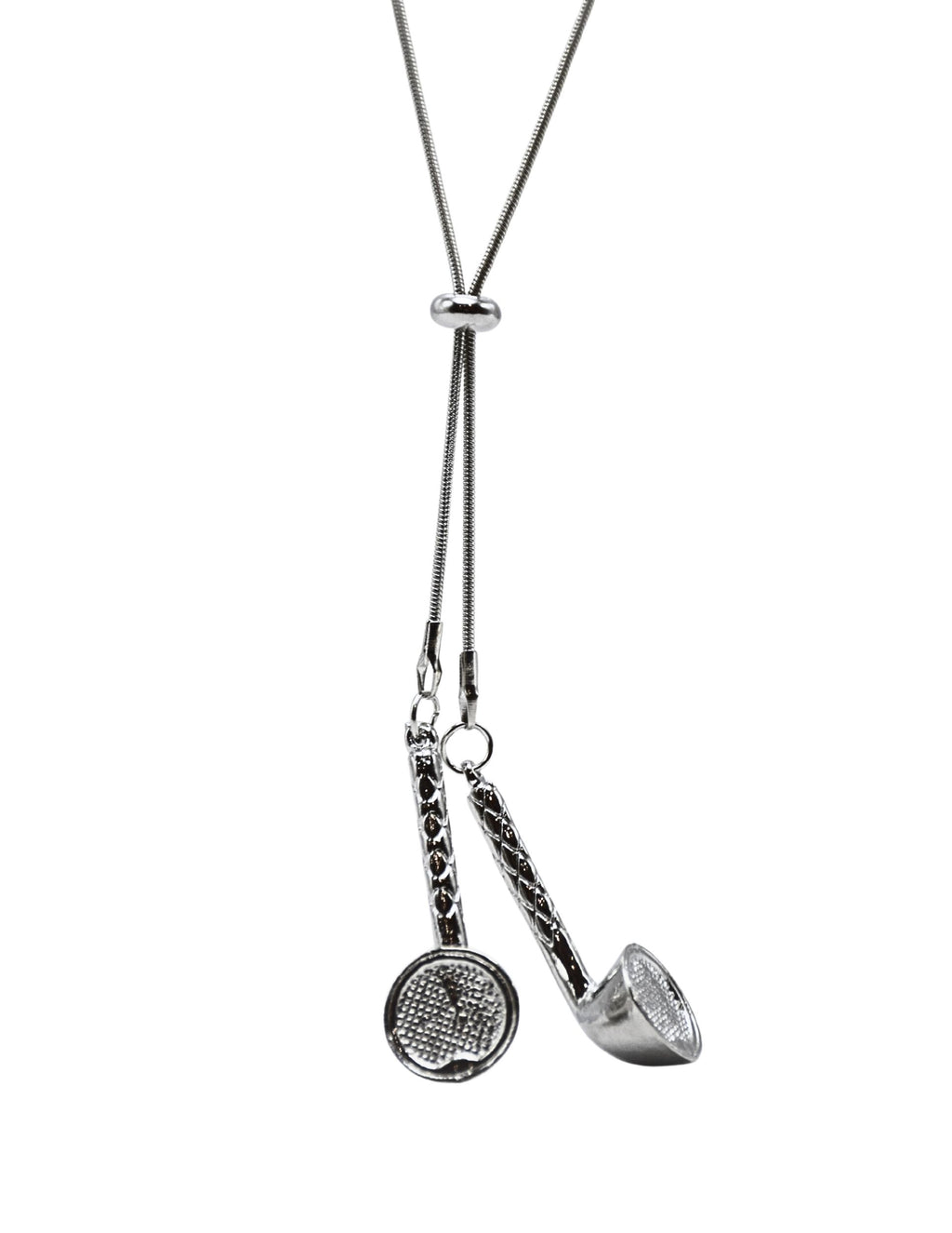 Silver Earphone Pendant Long Necklace