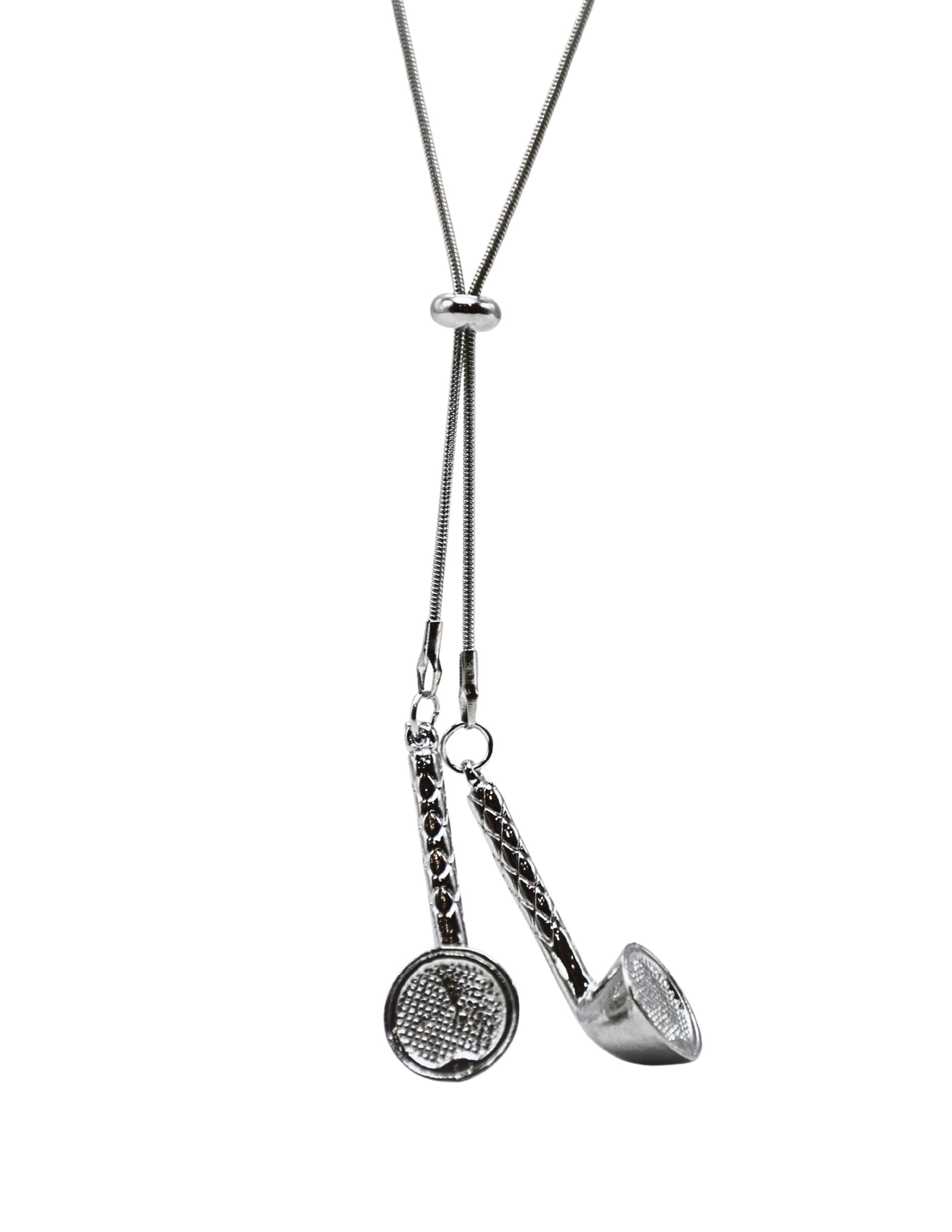 Silver Earphone Pendant Long Necklace