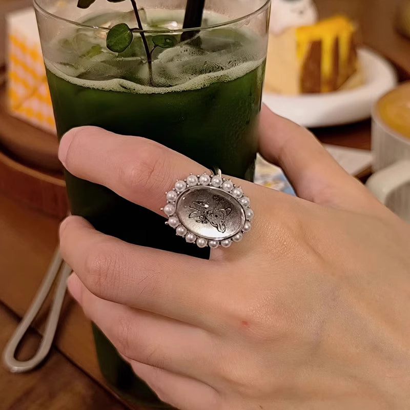 birthdayblue Deer Pearl Ring