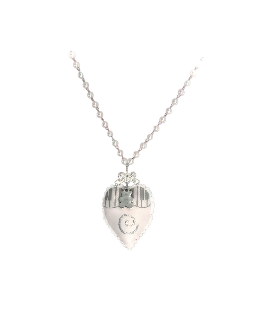 Pearl Teddy Heart Necklace