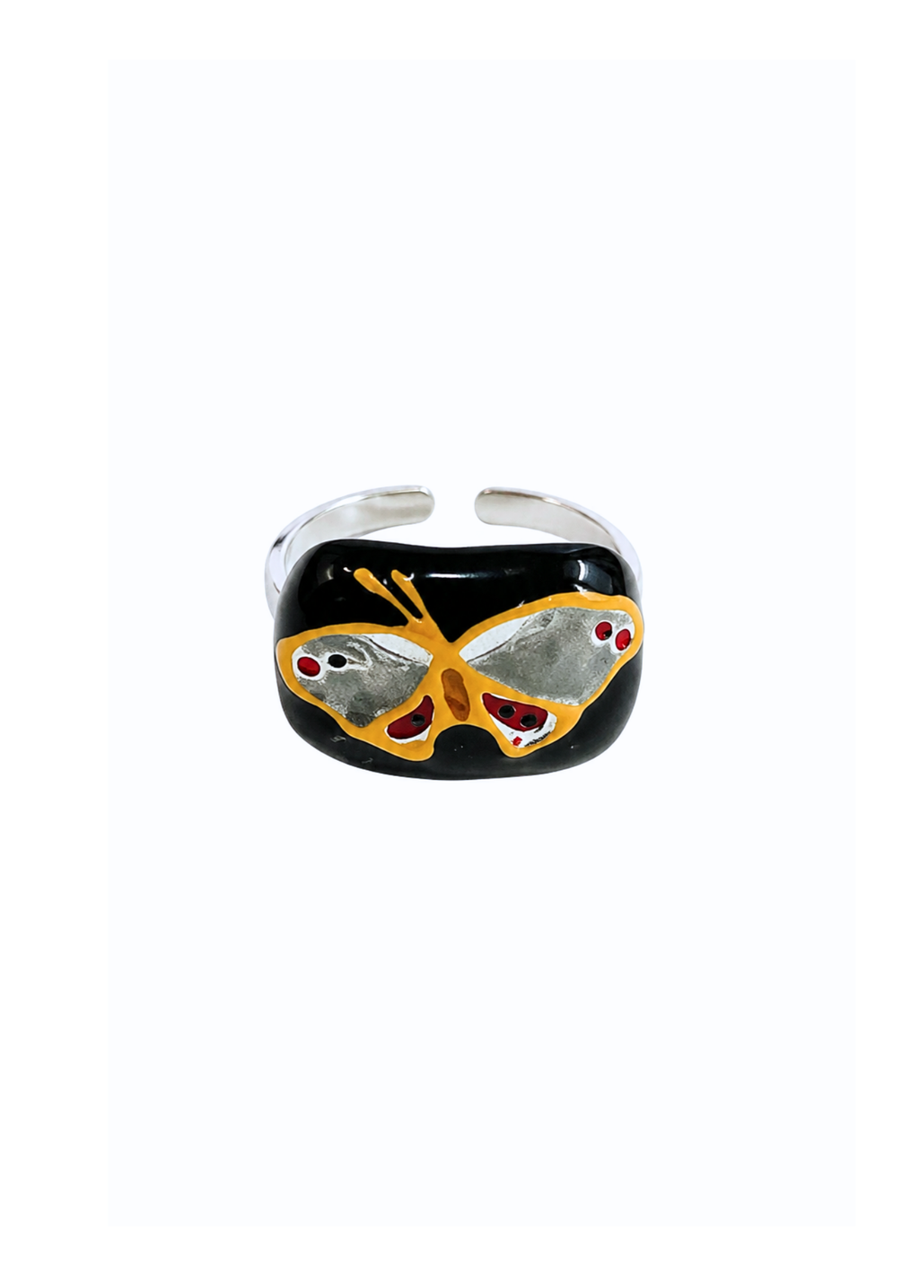 Black Amber Butterfly Ring