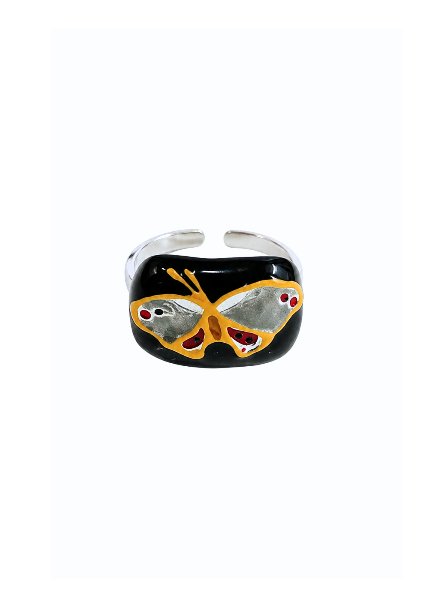 Black Amber Butterfly Ring