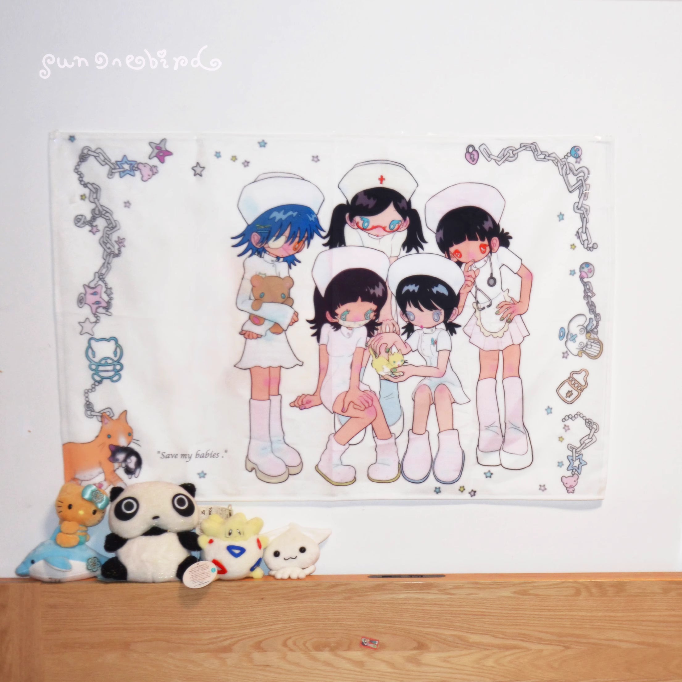 sunonebird Nurses & Cat Tapestry