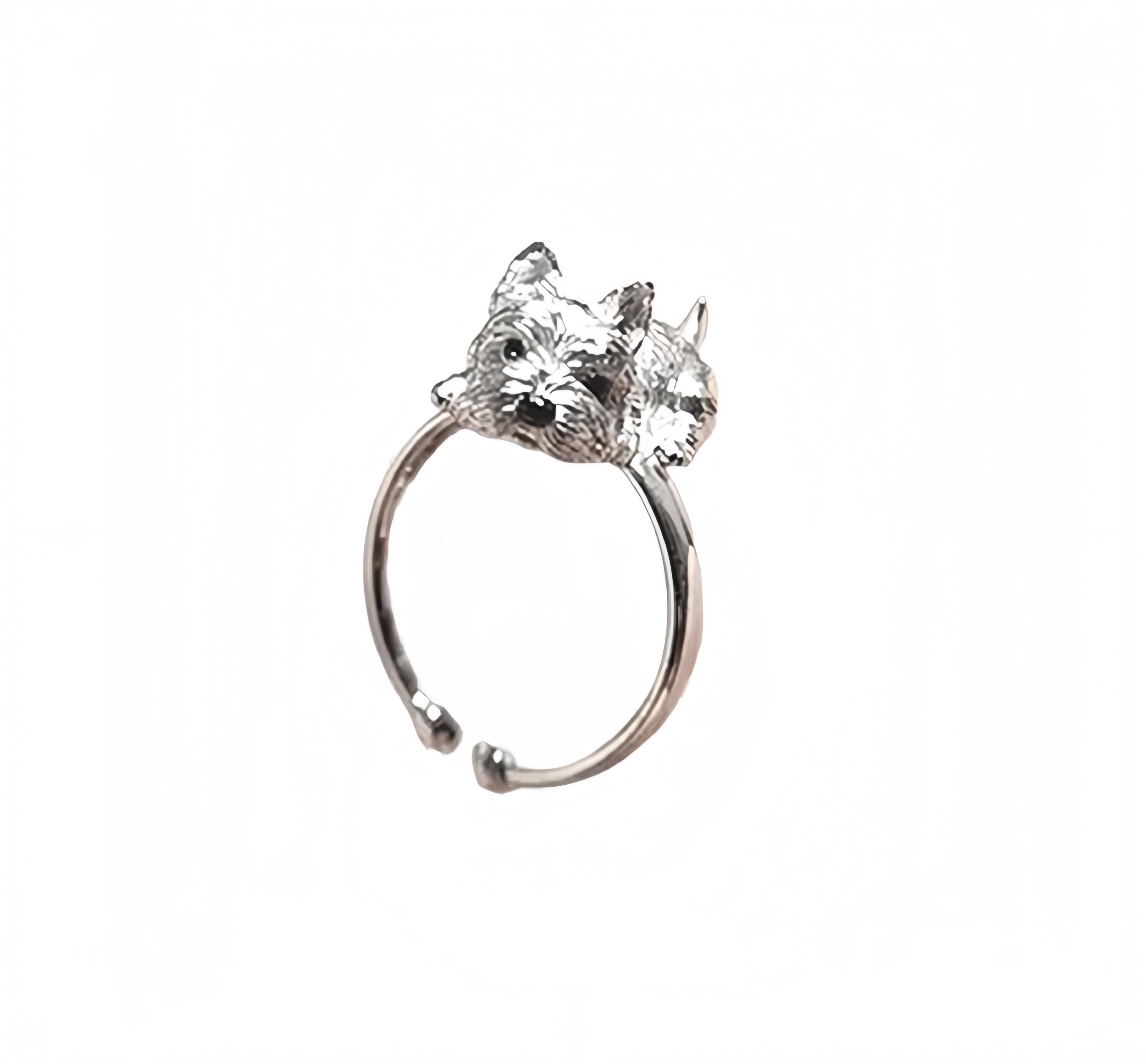 Silver Puppy Hug Ring