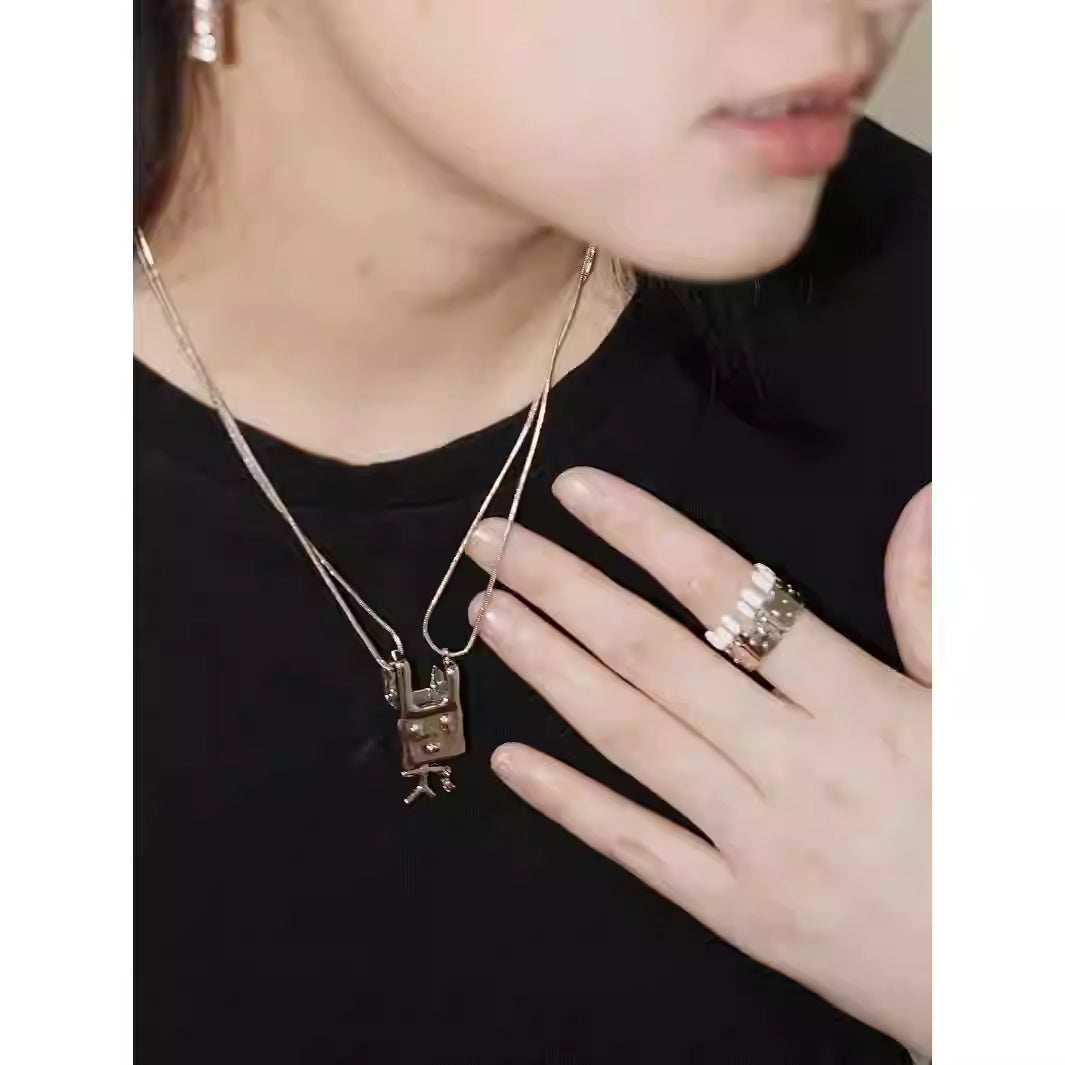 Elch Silver Bunny Tag Pendant Necklace