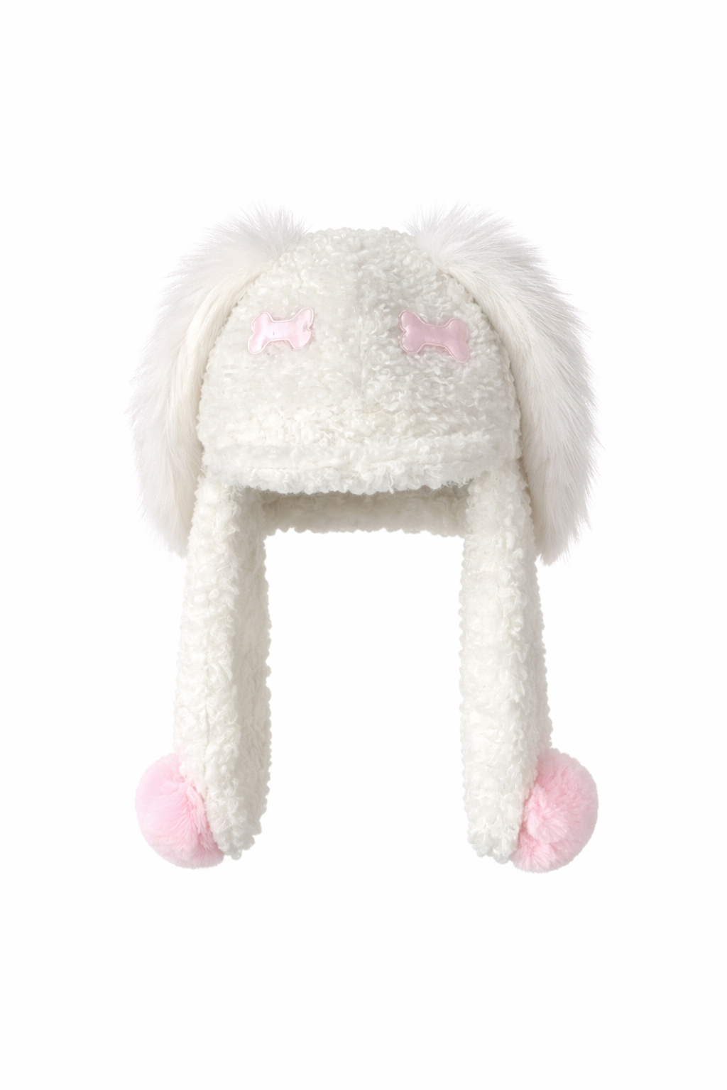 Pink Bone Fluffy Earflap Hat
