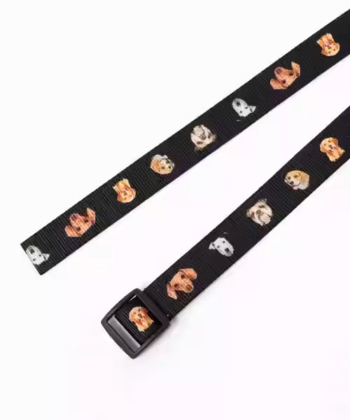 Puppy Print Canvas Belt