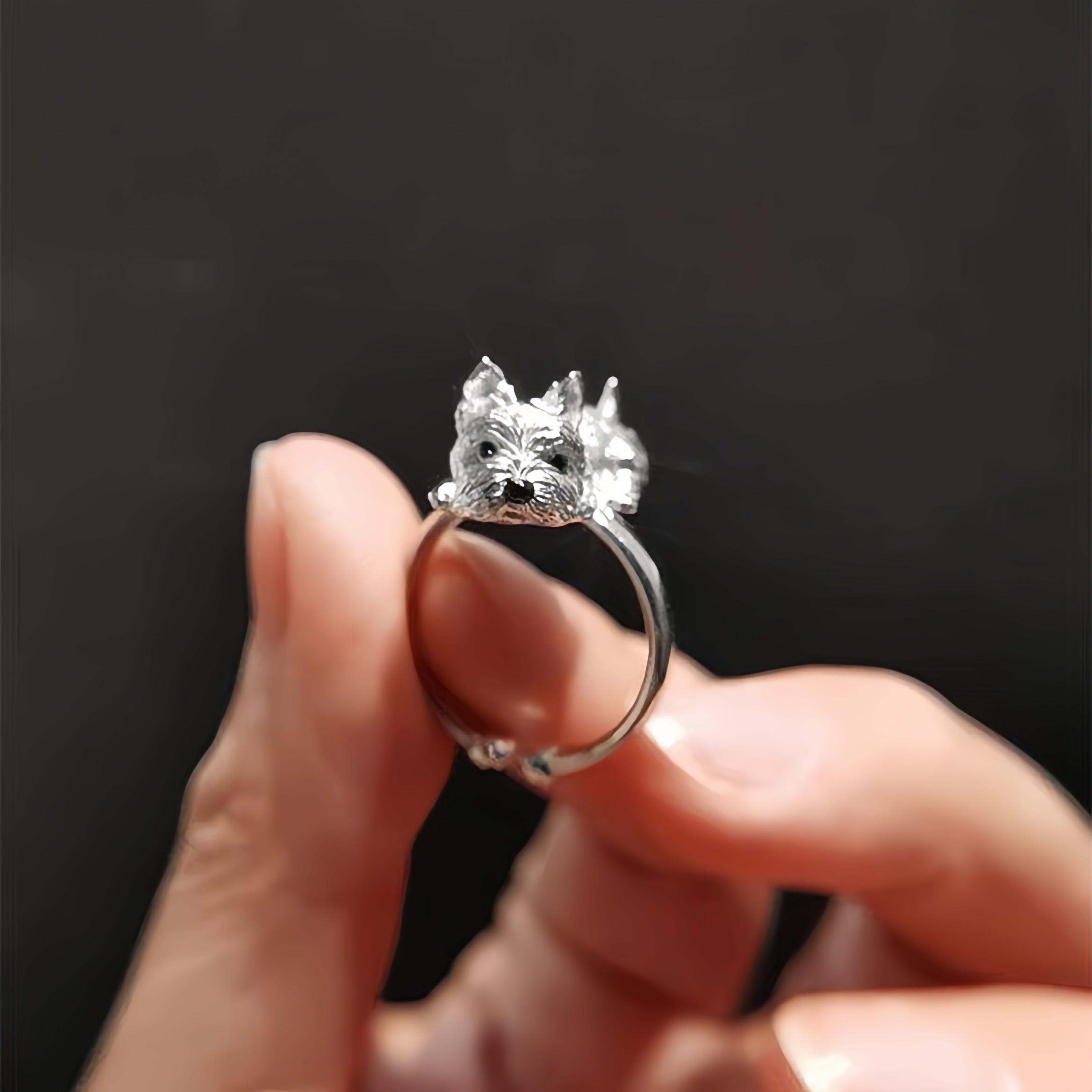 Silver Puppy Hug Ring