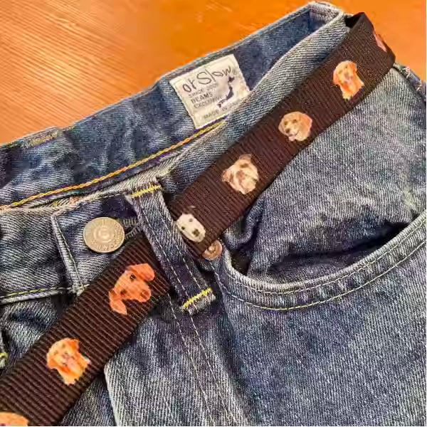 Puppy Print Canvas Belt