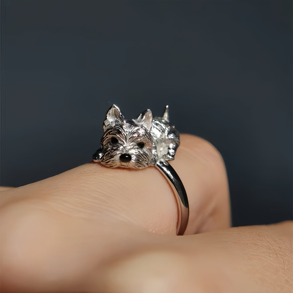 Silver Puppy Hug Ring