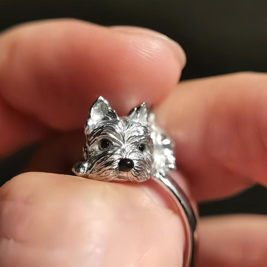 Silver Puppy Hug Ring